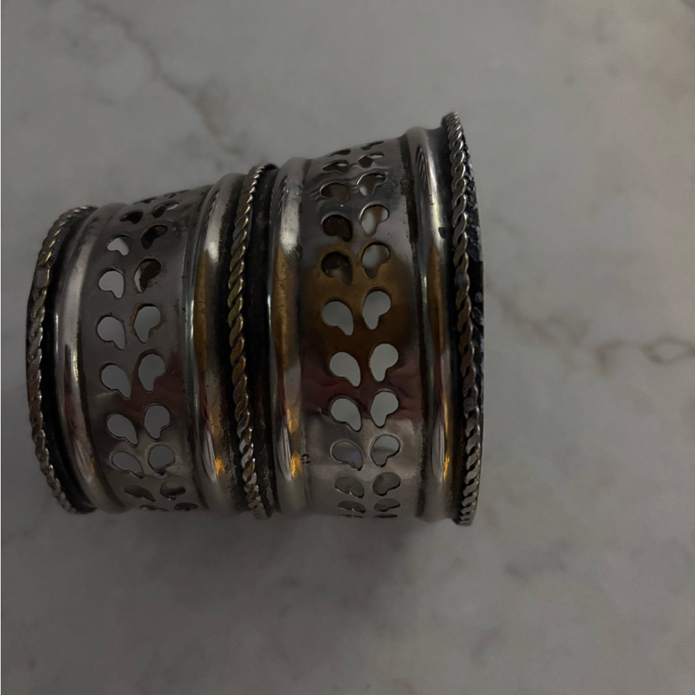 Silver Napkin Rings with Cutout Design